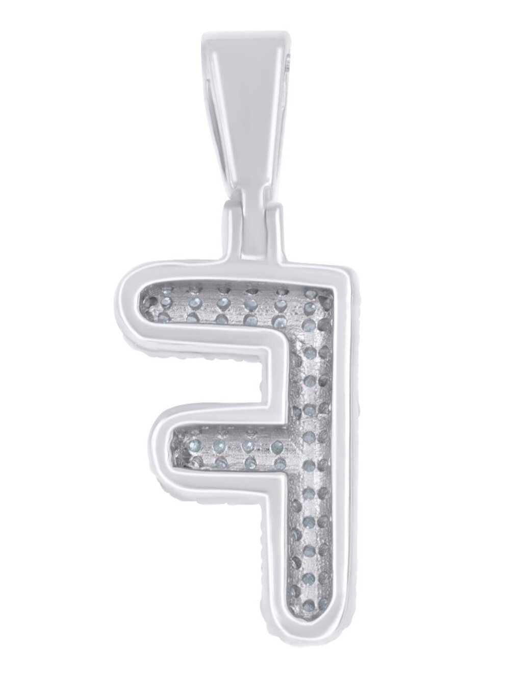 925 Sterling Silver 0.8ct Moissanite Initial Alphabet F Charm Pendant - Picture 4 of 5